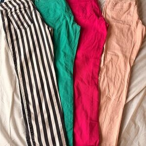 Forever 21 Women Jeans - Striped, Green, Pink, Peach 4 Pairs in Bundle